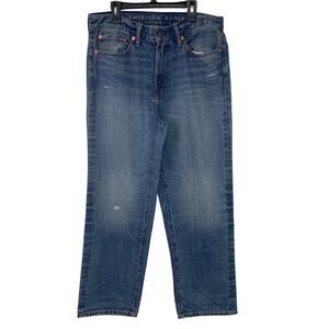 New American Eagle Mens 29X30 Cotton Blend Athletic Loose Denim Blue Jeans